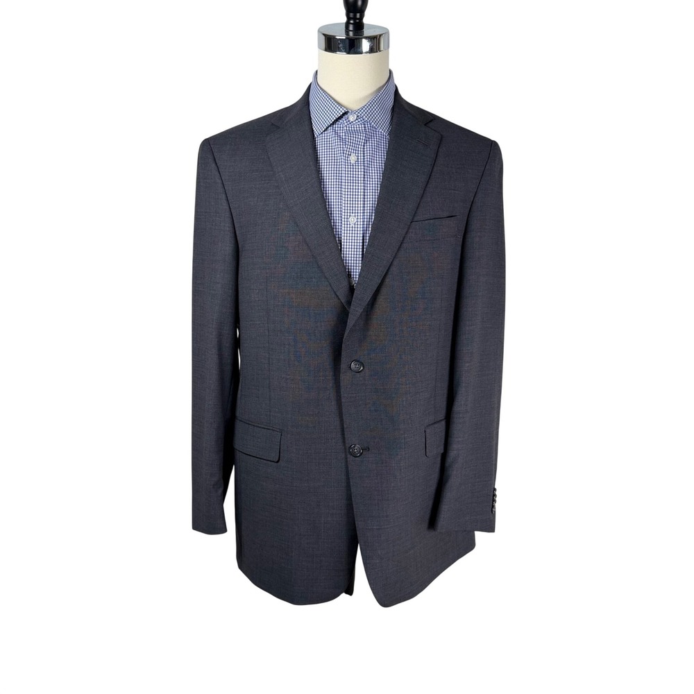 Hart Schaffner Marx Mens 44L Blazer Charcoal Textured Two Button Vtg USA Made